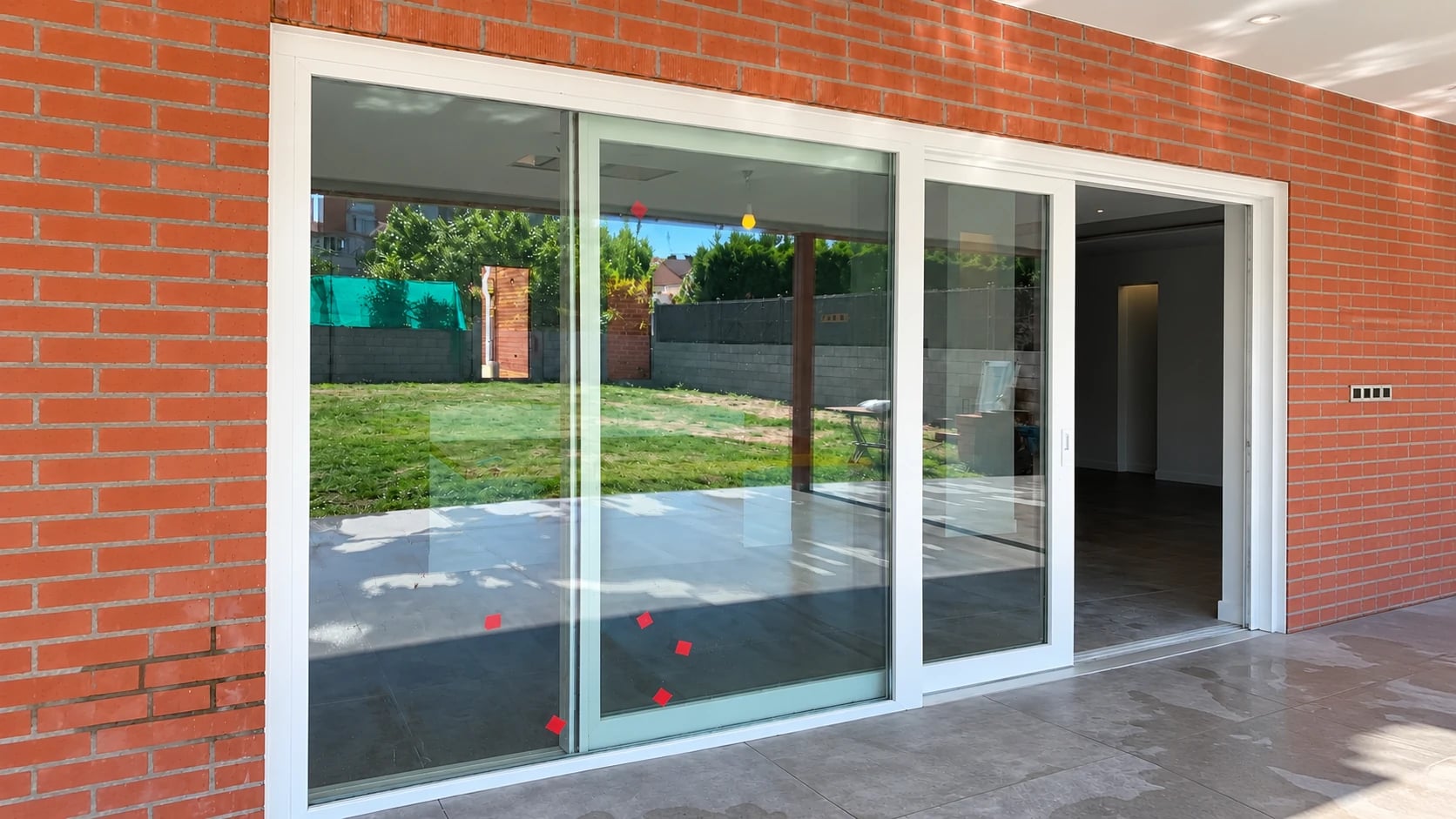 Cerramiento corredero blanco que conecta el interior con el exterior